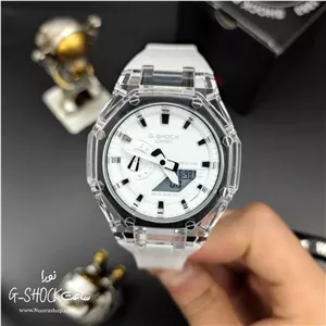 ساعت جیشاک قاب شیشه ای سفید G-Shock ga-2100