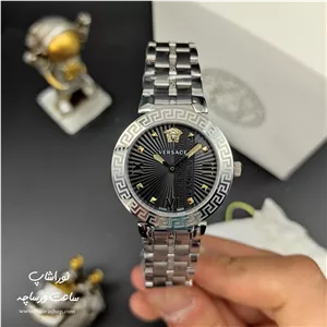 ساعت زنانه ورساچه نقره ای صفحه مشکی Versace Greca