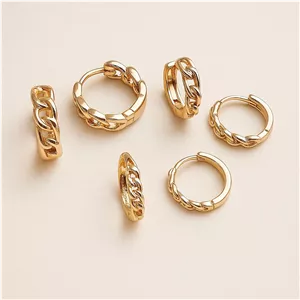 گوشواره حلقه‌ای زنجیری ژوپینگ طلایی