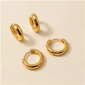 گوشواره حلقه‌ای ژوپینگ طلایی براق