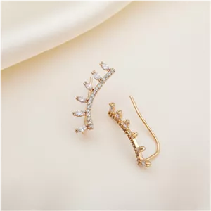 گوشواره ژوپینگ طرح بخیه‌ای نگین‌دار مدل کراس