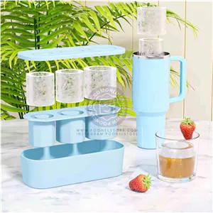 قالب سیلیکونی یخ استنلی، قالب یخ پینترستی استنلی تابستونی مناسب برای تراولماگ و ماگ و فلاسک Stanley Ice Cube Mold Ice Cube Tray for Stanley Cup Silicone Ice Cube Maker With Lid for 30-40oz Tumbler For ChillinG Whiskey Cocktails Drinks Coffee Easy Fill and Release Ice Maker