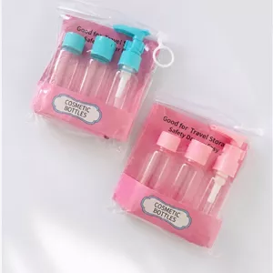 پک 3 عددی مسافرتی 3PCS Travel Empty Bottle Set with Transparent Pouch | Refillable Spray, Pump & Flip Bottle | Leak Proof | Travel Toiletry Kit