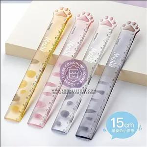 خطکش فانتزی/خط کش پینترستی فانتزی کریستال مدل پنجه گربه کد 78411109 twingo plastic cat paw straight rulers clear cute ruler school student ruler office measuring ruler drafting tools for drawing measuring black