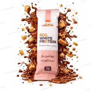 پروتئین بار رژیمی تلابار صد درصد طبیعی بیسکوییتی با کاکائو تلخ تلاونگ فاقد گلوتن و موادنگهدارنده