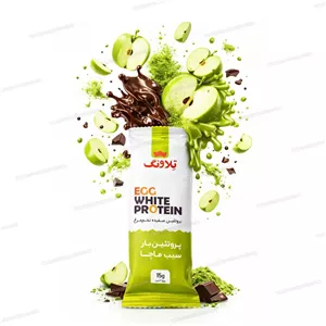 پروتئین بار رژیمی تلابار صد درصد طبیعی فاقد گلوتن و موادنگهدارنده شکلات تلخ سیب سبز ماچا تلاونگ