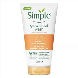 ژل شستشو ویتامین سی و خاک رس سیمپل Simple مدل Glow حجم 150 میل