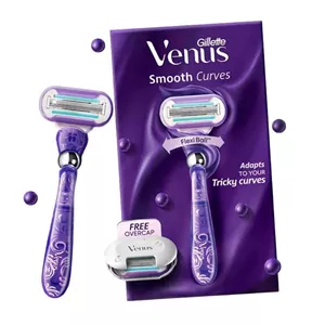 ست دسته، یدک و کیس یدک خودتراش زنانه ونوس Venus Smooth Curves پنج لبه تکنولوژی Flexi Ball