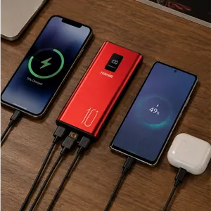 پاوربانک فراری Ferrari ظرفیت 10000 میلی‌آمپر واقعی | فست شارژ با دو خروجی USB، نمایشگر LED و چراغ قوه