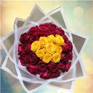 خرید دسته گل رز قرمز و زرد