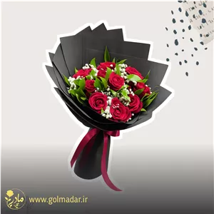 خرید دسته گل رز قرمز مدل یاقوت شب