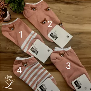 جوراب مچی تدی صورتی