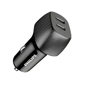 شارژر فندکی فیلیپس مدل DLP5522C Dual Port USB-C Car Charger توان 60 وات