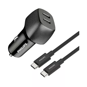 شارژر فندکی فیلیپس مدل DLP5522CC Dual Port USB-C Car Charger توان 60 وات
