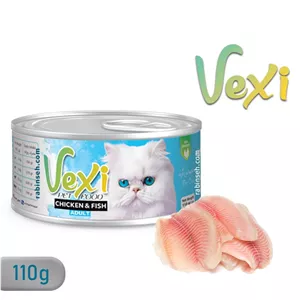 کنسرو گربه بالغ وکسی مدل پته با طعم مرغ و ماهی 110 گرمی