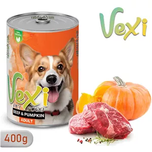 کنسرو وکسی سگ بالغ گوشت و کدو 400 گرمی