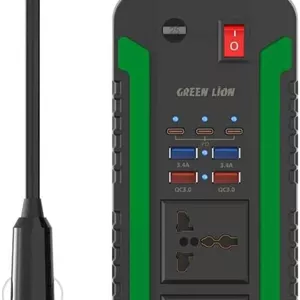 چند راهی و اینورتر برق خودرو گرین لایون 300 وات مدل اسپارک