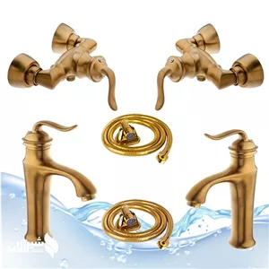 ست 6 عددی سرویس بهداشتی شیرآلات اهرمی آیدا مدل بامبو طلامات  با گارانتی 5 ساله