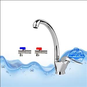 ست ۳ عددی شیر ظرفشویی کروم براق به همراه شیر پیسوار | شیرآلات برند آیدا صنعت مدل قهرمان