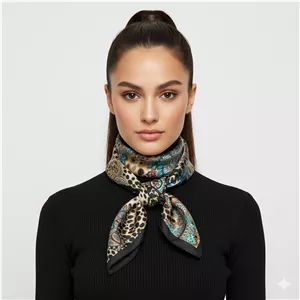 دستمال سر و گردن حریر گلدار Gnt Silk