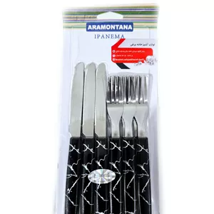 چاقو چنگال میوه خوری رنگ مشکی خط دار با کیفیت بسیار بالا ضد زنگ و ضد کثیف ماندن