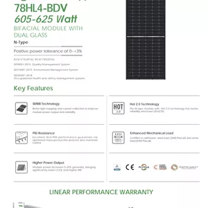 پنل خورشیدی ۶۲۰ وات جی ای سولار JA Solar  baifacialمونو کریستال دو طرفه
