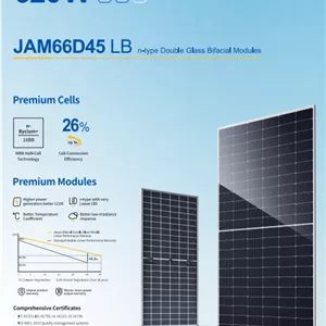 پنل خورشیدی JAM66D45 LB 620W  - N TYPE BAIFACIAL برندJA SOLAR