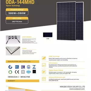 پنل خورشیدی ۵۹۰ وات بایفشیال اوسدا سولار