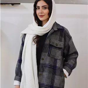 شکت پشمی زنانه چهارخانه فری سایز رنگ بنفش