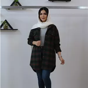 شکت پشمی زنانه چهارخانه فری سایز رنگ سبز