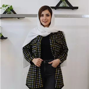 شکت پشمی زنانه چهارخانه فری سایز رنگ زرد