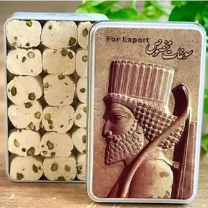 گز 10‎٪ مغز پسته جعبه فلزی (450 گرمی)
