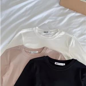 کراپ یقه گرد بیسیک کبریتی