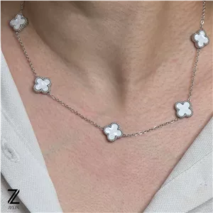 گردنبند ونکلیف سفید نقره‌ای زنانه کد ۱۱۳۸
