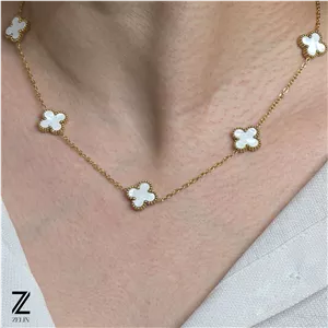 گردنبند ونکلیف سفید طلایی زنانه کد ۱۱۳۷