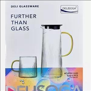 ست پارچ و لیوان پیرکس DELI GLASSWARE مدل 275 بسته 5 عددی ارسال رایگان