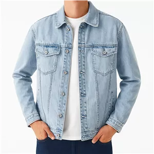 کت جین مردانه زاپ دار رنگ آبی یخی | استایل خاص و شیک مناسب روزمره 5024