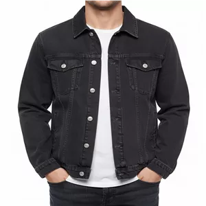 کت جین مردانه زغالی تیره | بدون زاپ و مینیمال | مناسب استایل روزمره کد 2002