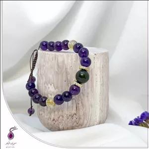 دستبند سنگ آمیتیست و یشم و سیترین کد B136