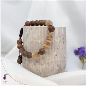 دستبند سنگ جاسپر چوبی و سان استون چیپسی کد B173
