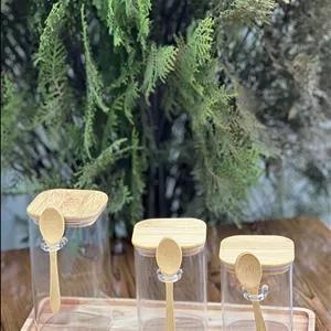 سرویس بانکه پیرکس مربع قاشق بامبو