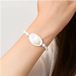 دستبند سنگ سفید و صدف دریایی طبیعی