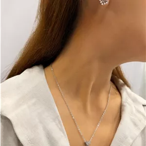 نیم ست گردنبند و گوشواره نقره ای استیل پر طاووس کد GA00087