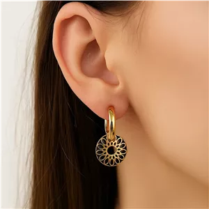 گوشواره طلایی گل آویز ژوپینگ کد GO1-0027