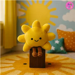 عروسک و آویز خورشید فانتزی کوکی | نانو ضدحساسیت، نرم و لطیف – قابل شستشو و مناسب سیسمونی نوزاد ☀️