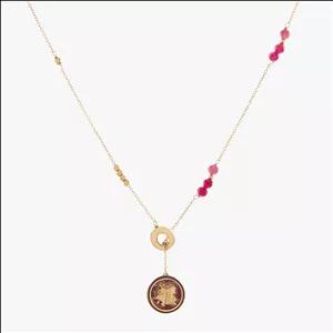 گردنبند زنانه طنین با ورق طلا و زنجیر سری رها