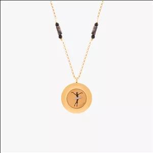 گردنبند زنانه بالرین لاکت با ورق طلا و زنجیر سری ترمه