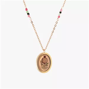 گردنبند زنانه ورق طلا و زنجیر نارین سری بیضی