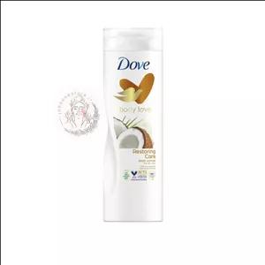 لوسیون بدن داو مدل Body Love Restore Care مخصوص پوست خشک حاوی روغن نارگیل و شیر بادام، ۴۰۰ میل اصل