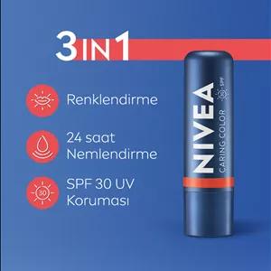 کرم مرطوب کننده لب رنگی مرجانی نیوا ۴.۸ گرمی، spf30، رژگونه، لب‌ها و گونه‌ها، ویتامین E